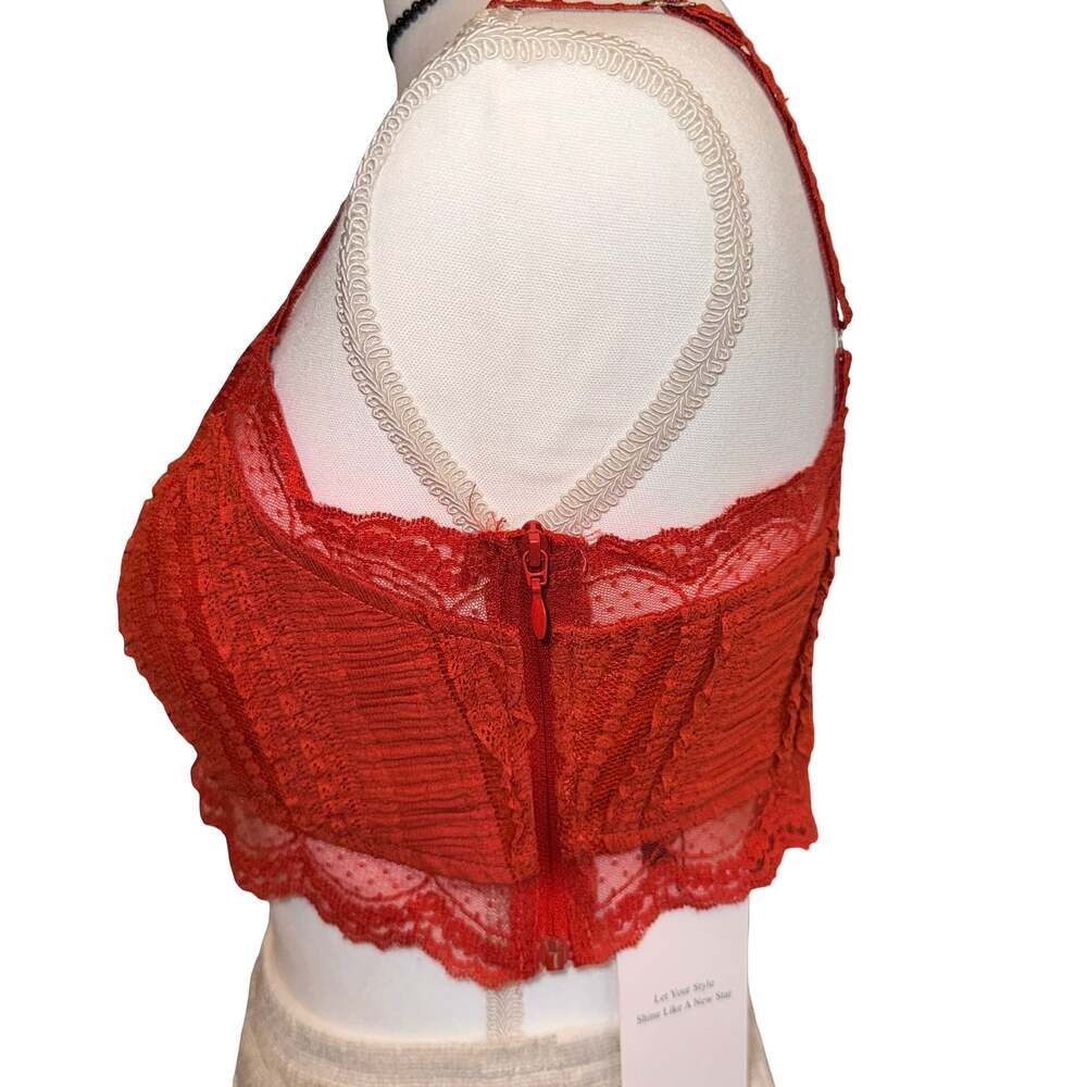 Anewsta Terracotta Lace Bralette Crop Top Size 8/10 - Picture 4 of 6
